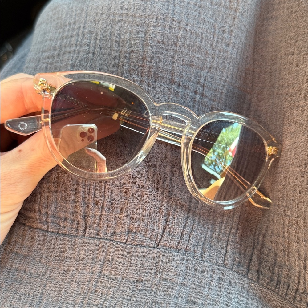 Krewe Clear Frame Sunglasses with Gold Accents